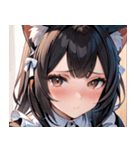 猫耳の黒髪 ＆ 恥じらい顔0（個別スタンプ：25）