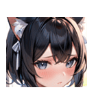 猫耳の黒髪 ＆ 恥じらい顔0（個別スタンプ：28）