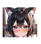 猫耳の黒髪 ＆ 恥じらい顔0（個別スタンプ：32）