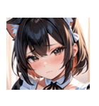 猫耳の黒髪 ＆ 恥じらい顔0（個別スタンプ：35）