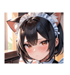 猫耳の黒髪 ＆ 恥じらい顔0（個別スタンプ：37）