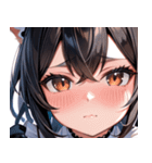 猫耳の黒髪 ＆ 恥じらい顔0（個別スタンプ：39）