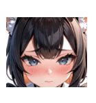 猫耳の黒髪 ＆ 恥じらい顔0（個別スタンプ：40）