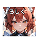 猫耳の赤髪 ＆ 自信満々な表情（個別スタンプ：21）