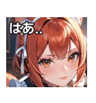 猫耳の赤髪 ＆ 自信満々な表情（個別スタンプ：24）