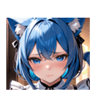 猫耳の青髪 ＆ 悲しい顔0（個別スタンプ：2）