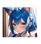猫耳の青髪 ＆ 悲しい顔0（個別スタンプ：3）