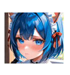 猫耳の青髪 ＆ 悲しい顔0（個別スタンプ：4）