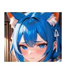 猫耳の青髪 ＆ 悲しい顔0（個別スタンプ：5）