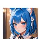 猫耳の青髪 ＆ 悲しい顔0（個別スタンプ：6）