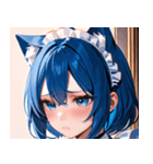 猫耳の青髪 ＆ 悲しい顔0（個別スタンプ：8）