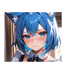 猫耳の青髪 ＆ 悲しい顔0（個別スタンプ：9）
