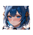 猫耳の青髪 ＆ 悲しい顔0（個別スタンプ：10）