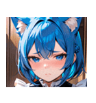 猫耳の青髪 ＆ 悲しい顔0（個別スタンプ：13）