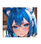 猫耳の青髪 ＆ 悲しい顔0（個別スタンプ：15）