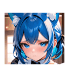 猫耳の青髪 ＆ 悲しい顔0（個別スタンプ：16）