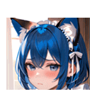 猫耳の青髪 ＆ 悲しい顔0（個別スタンプ：19）