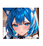 猫耳の青髪 ＆ 悲しい顔0（個別スタンプ：20）