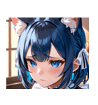 猫耳の青髪 ＆ 悲しい顔0（個別スタンプ：21）