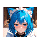 猫耳の青髪 ＆ 悲しい顔0（個別スタンプ：22）