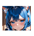 猫耳の青髪 ＆ 悲しい顔0（個別スタンプ：23）
