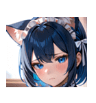 猫耳の青髪 ＆ 悲しい顔0（個別スタンプ：27）