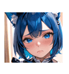 猫耳の青髪 ＆ 悲しい顔0（個別スタンプ：28）