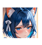 猫耳の青髪 ＆ 悲しい顔0（個別スタンプ：29）