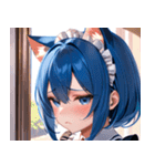 猫耳の青髪 ＆ 悲しい顔0（個別スタンプ：32）