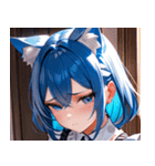 猫耳の青髪 ＆ 悲しい顔0（個別スタンプ：35）