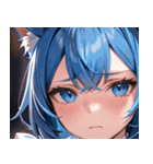 猫耳の青髪 ＆ 悲しい顔0（個別スタンプ：37）