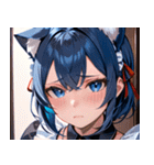 猫耳の青髪 ＆ 悲しい顔0（個別スタンプ：38）