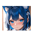 猫耳の青髪 ＆ 悲しい顔0（個別スタンプ：39）
