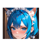 猫耳の青髪 ＆ 悲しい顔0（個別スタンプ：40）