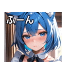 猫耳の青髪 ＆ 悲しい顔（個別スタンプ：9）