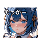 猫耳の青髪 ＆ 悲しい顔（個別スタンプ：10）