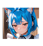 猫耳の青髪 ＆ 悲しい顔（個別スタンプ：14）