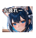 猫耳の青髪 ＆ 悲しい顔（個別スタンプ：27）