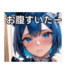 猫耳の青髪 ＆ 悲しい顔（個別スタンプ：28）