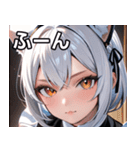 猫耳の銀髪 ＆ クールな表情（個別スタンプ：9）