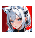 猫耳の銀髪 ＆ クールな表情（個別スタンプ：14）