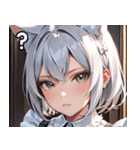 猫耳の銀髪 ＆ クールな表情（個別スタンプ：30）