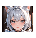 猫耳の銀髪 ＆ クールな表情0（個別スタンプ：2）