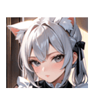 猫耳の銀髪 ＆ クールな表情0（個別スタンプ：3）