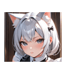 猫耳の銀髪 ＆ クールな表情0（個別スタンプ：4）