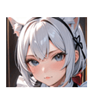 猫耳の銀髪 ＆ クールな表情0（個別スタンプ：5）