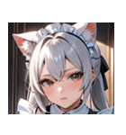 猫耳の銀髪 ＆ クールな表情0（個別スタンプ：6）