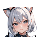 猫耳の銀髪 ＆ クールな表情0（個別スタンプ：8）