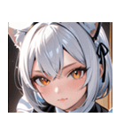 猫耳の銀髪 ＆ クールな表情0（個別スタンプ：9）