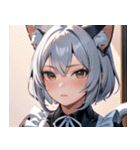 猫耳の銀髪 ＆ クールな表情0（個別スタンプ：10）